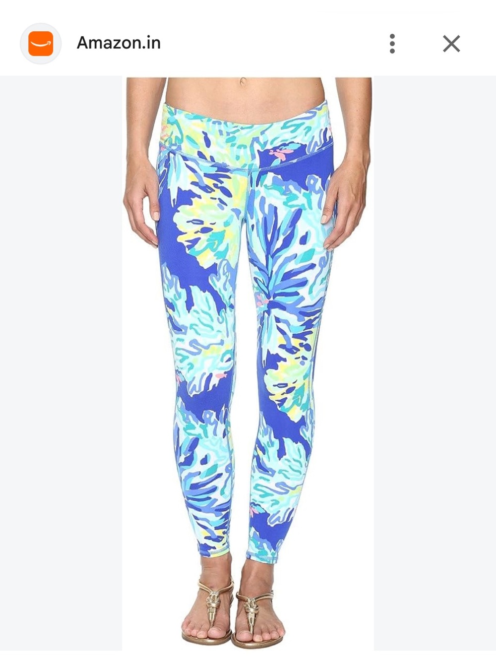 Lilly Pulitzer Luxletic Weekender Full Length Leggings Medium Brilliant Wade Sea